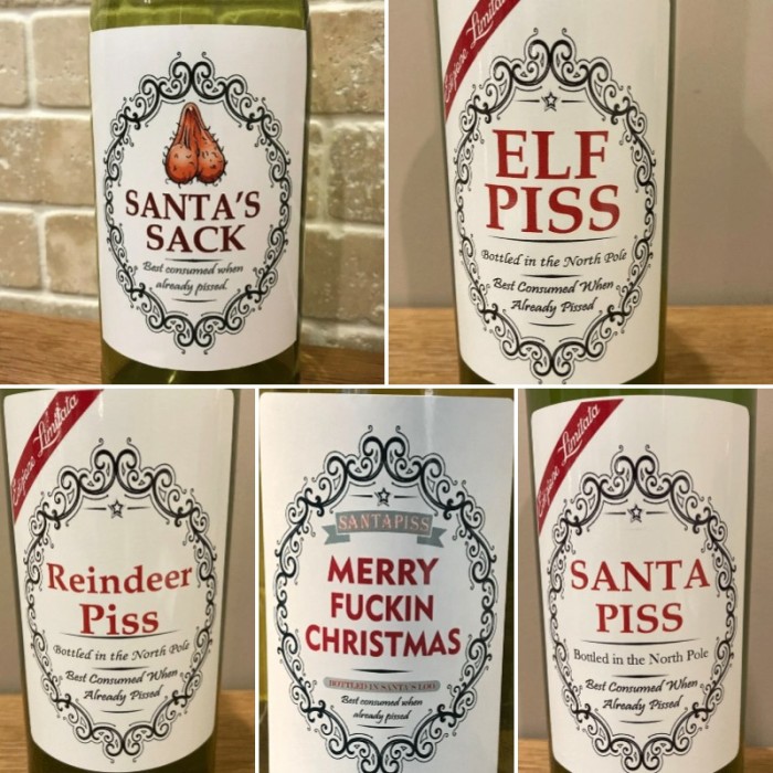 Christmas Funny Novelty Bottle Labels(5PCS)