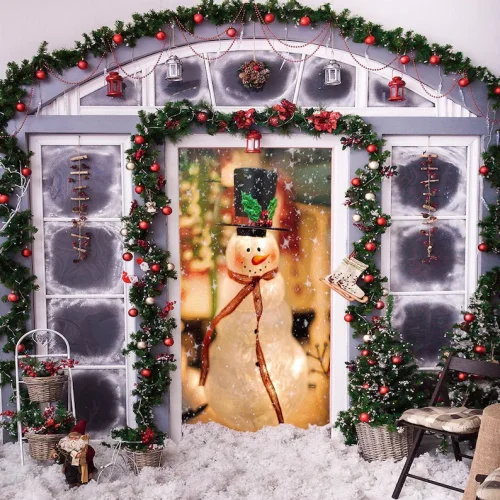 Snowman Door Decorations - Christmas Door Covers - Outdoor Christmas Decorations - Front Door Decor - Door Cover - Holiday Door Covers