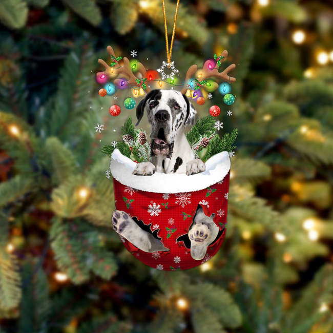Great Dane 2 In Snow Pocket Christmas Ornament