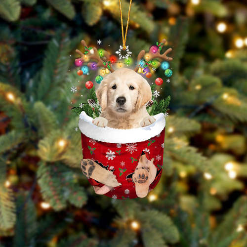 Golden Retriever  In Snow Pocket Christmas Ornament