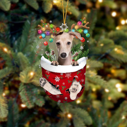 Italian Greyhound In Snow Pocket Christmas Ornament