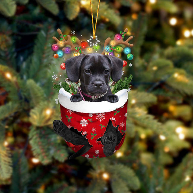 Puggle 2 In Snow Pocket Christmas Ornament