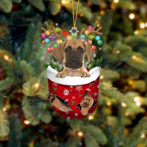 Great Dane In Snow Pocket Christmas Ornament