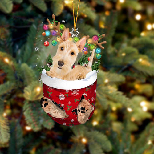Wheaten Scottish Terrier In Snow Pocket Christmas Ornament