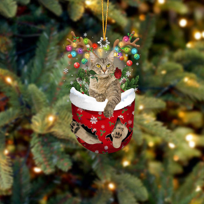 LaPerm Cat In Snow Pocket Christmas Ornament