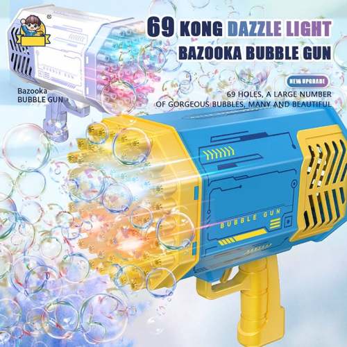 🔥LAST DAY Promotion 48% OFF🔥HOLES ROCKET BUBBLE GUN MACHINE Colorful Lights Big Wind