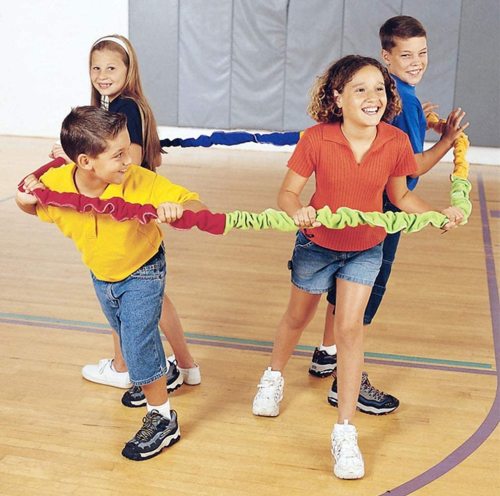 12 Feet Elastic Fleece Cooperative Stretchy Band, Creative Movement Prop for Group Activities