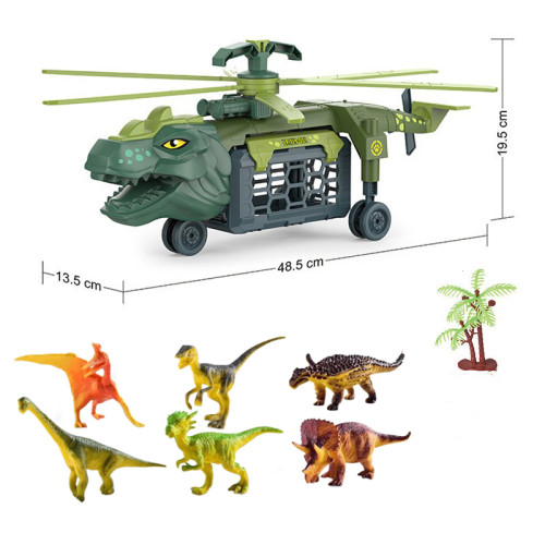 Dinosaur helicopter transport set