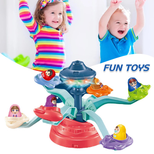 Children's Amusement Park Rotary Plane Toy with Music and LED Light