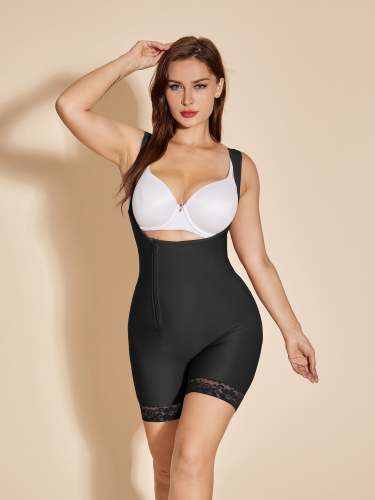 Tummy Control Shapewear Fajas Colombianas High Compression Body Shaper for Women Zipper Closure - Black