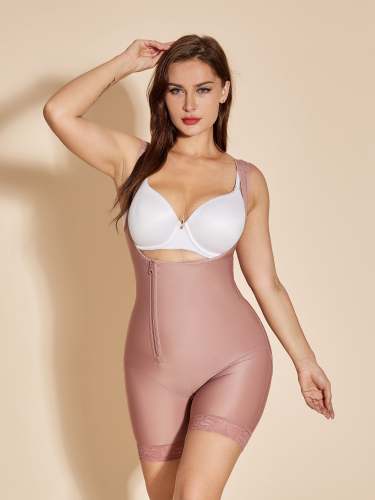Tummy Control Shapewear Fajas Colombianas High Compression Body Shaper for Women Zipper Closure - RosyBrown