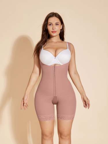 Women's Open Bust Shapewear Tummy Control Body Shaper - RosyBrown