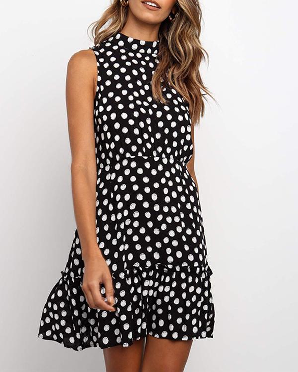 polka dot high neck dress