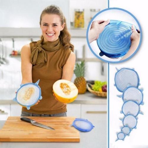 6 Pcs Silicone Reusable Fresh Cover Kitchen Tool