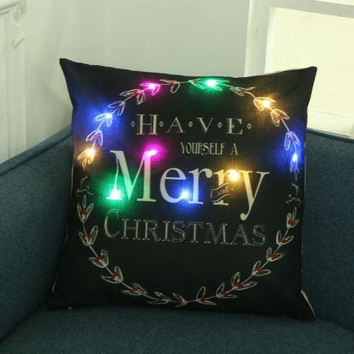 3D Digital Printed Cushion Cover LED Light Christmas Pillow Case Cushion Decorative Throw Pillow Cover