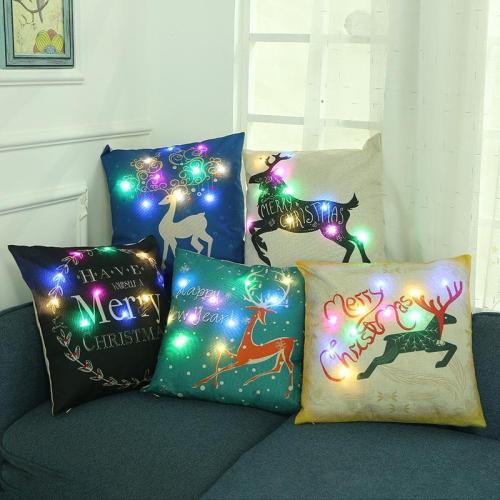 3D Digital Printed Cushion Cover LED Light Christmas Pillow Case Cushion Decorative Throw Pillow Cover