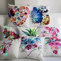 Creative Cushion Cover LED Light Christmas Digital Printing Pillow Case Decorative Throw Pillow Cover