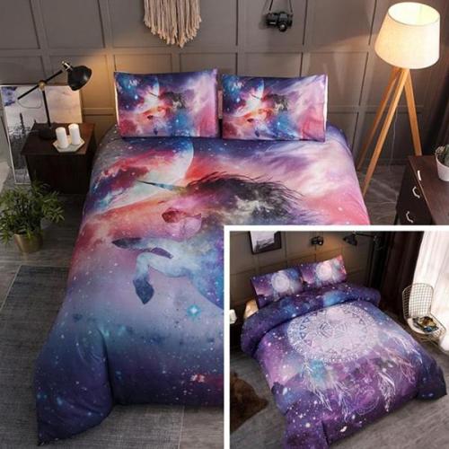 Fade Resistant Starry Covers And Dream catcher Unicorn Printed 3-Piece 3D Polyester Bedding Sets Duvet Covers