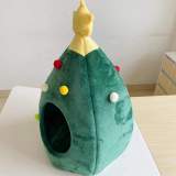 🎄Cute Christmas Tree Shaped Cat and Dog House Soft Cozy Foldable Warm Winter Cave Animals Puppy Sleeping Bed New Years Gifts🎁