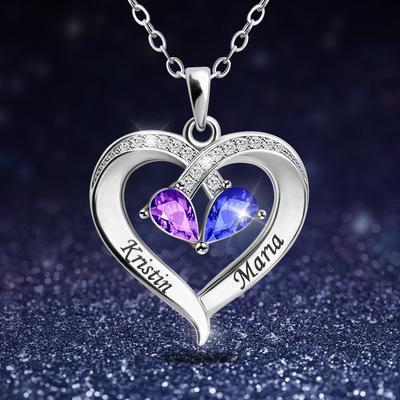 2021 Two-Color Water Drop Necklace With Heart(Personalized)