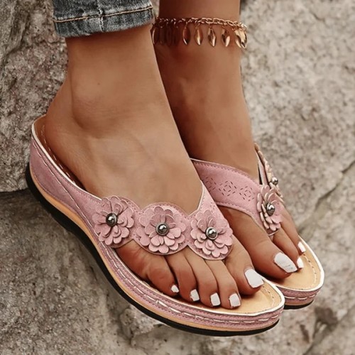 Flower Wedge Sandals