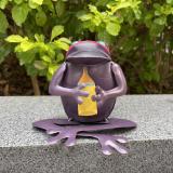 Metal Coffee Frog Family Garden Art Statues