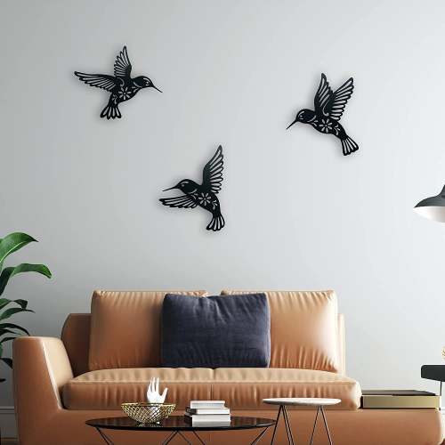 Set of 3  Metal Hummingbird Wall Art Decor