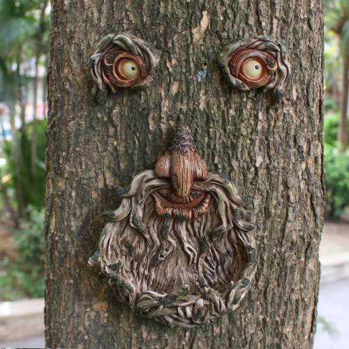 Luminous Old Man Tree Face Decor