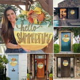 Colorful Hello Summertime Wooden Door Sign