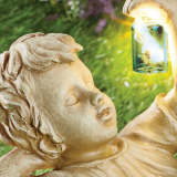 Boy & Girl Statue Solar Lighted Firefly Jar Light
