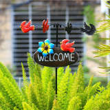 Outdoor Lawn Metal Windmill with Welcome Sign