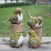 Set of 4 Bird Statues Garden Decor