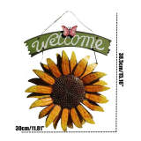 15 Inch Retro Metal Sunflower Welcome Sign Porch Decoration / Resin Bird Wall Hook