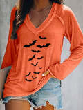 Halloween Bats V-neck Long Sleeve T-shirt
