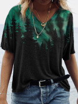 Dark Forest Tie Dye V Neck T Shirt