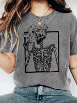 Skeleton Drinking Coffee Halloween T-shirt