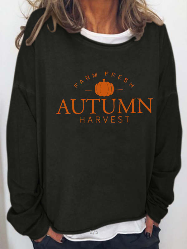 Farm Fresh Autumn Harvest Pumpkin Print Sweatshirts