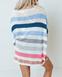 Batwing Sleeve Oversized Pocket Striped Knit Top