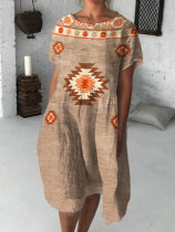 Classic Western Aztec Pattern Midi Dress