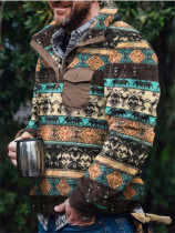 Men's Western Ethnic Aztec Cozy Fleece Pullover