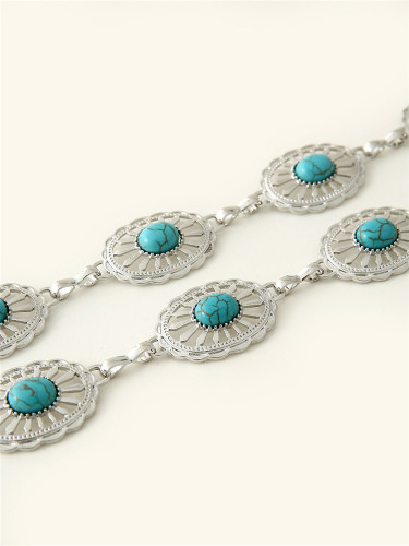Western Turquoise Vintage Carved Chain Belt