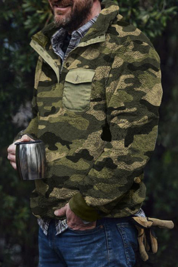 Casual Camouflage Half-Zip Sweatshirt