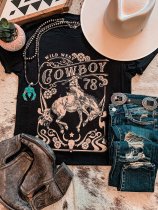 Women's Vintage West Wild West Cowboy78 Print T-Shirt