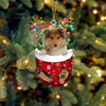 Rough Collie 2 In Snow Pocket Christmas Ornament