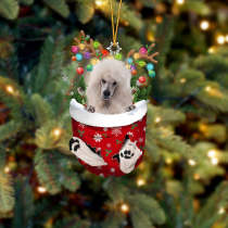 WHITE Standard Poodle In Snow Pocket Christmas Ornament