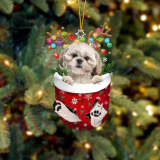 CREAM Shih Tzu In Snow Pocket Christmas Ornament