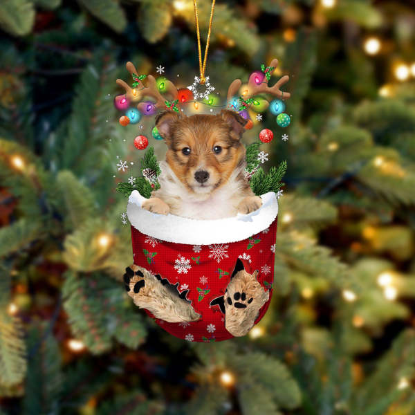 Shetland Sheepdog 2 In Snow Pocket Christmas Ornament
