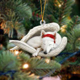 White german shepherd Sleeping Angel Christmas Ornament