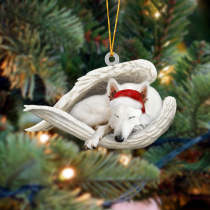 White german shepherd Sleeping Angel Christmas Ornament