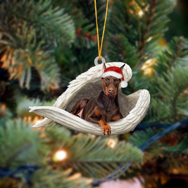 Dobermann (Brown) Sleeping Angel Christmas Ornament